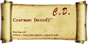 Czerman Dezső névjegykártya